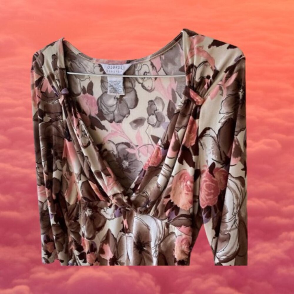 George Stretch Women's Hi-Low Floral Top - Picture 3 of 6